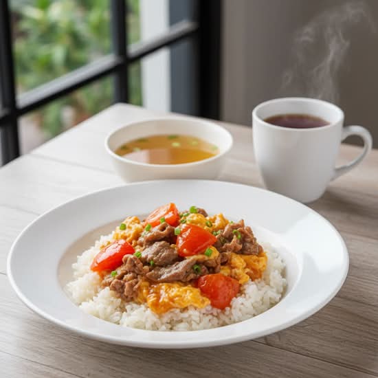119. Sliced Beef and Tomato Egg Sauce on Rice 鮮茄蛋牛肉飯